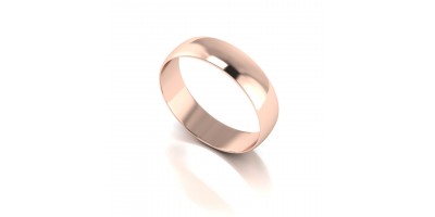 9ct Red D Shape Wed Band- 5mm Light Weight