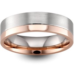 Mens Two Colour Matt & Polished 18ct Wedding Ring -  6mm Flat Court - Price From £1645