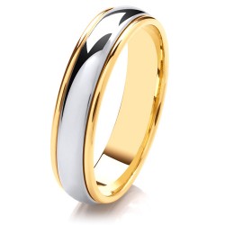 Mens Two Colour Polished 18ct Gold Wedding Ring -  6mm Barrel Shape - Price From £1245