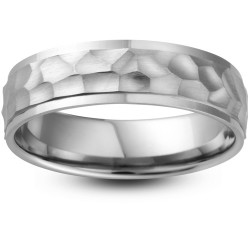 Mens Textured Platinum Wedding Ring -  6mm Flat Court - Price From £720