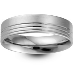 Mens Groove Platinum Wedding Ring -  6mm Flat Court - Price From £755