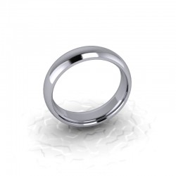 Mens Plain 9ct White Gold Wedding Ring - 5mm Traditional Court - Price From £285