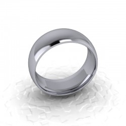 Mens Plain 9ct White Gold Wedding Ring - 8mm Traditional Court - Price From £445