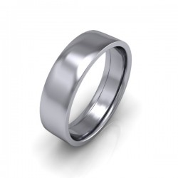 Mens Plain 18ct White Gold Wedding Ring - 6mm Flat Court  - Price From £825