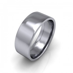 Mens Plain 9ct White Gold Wedding Ring - 8mm Flat Court - Price From £445