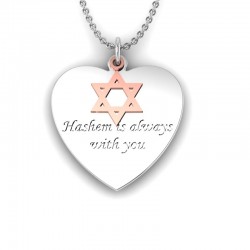 Love is a Moment - Faith engraved message pendant and chain in sterling silver with rose gold plated charm