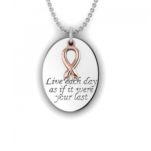 Love is a Moment - Inspiring engraved message pendant and chain in sterling silver with rose gold plated charm