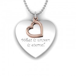 Love is a Moment - "Eternal" engraved message pendant and chain in sterling silver with rose gold plated charm