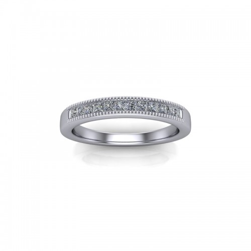 Emilia - Ladies 18ct White Gold 0.20ct Princess Diamond Channel Set Wedding Ring From £995